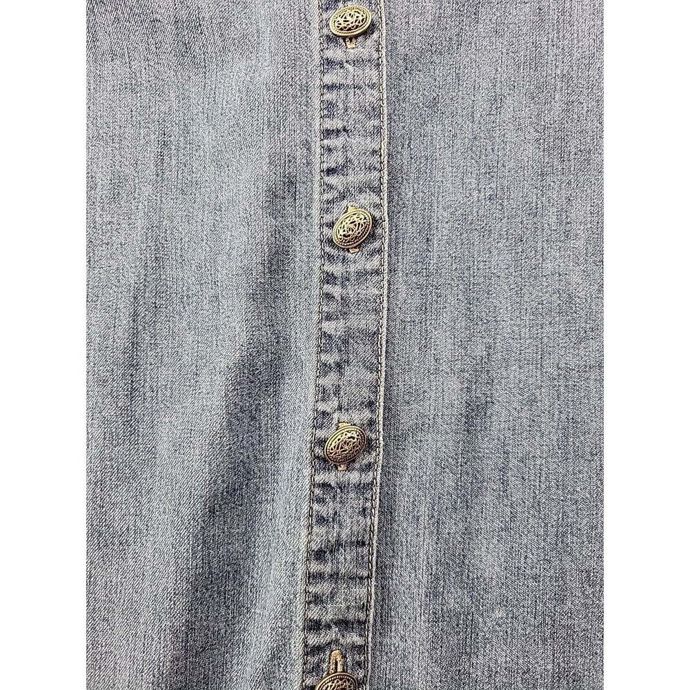 J. Jill Women's XS Blue Jean Denim Casual Collared Button-Up Blouse Western LS - Picture 4 of 10